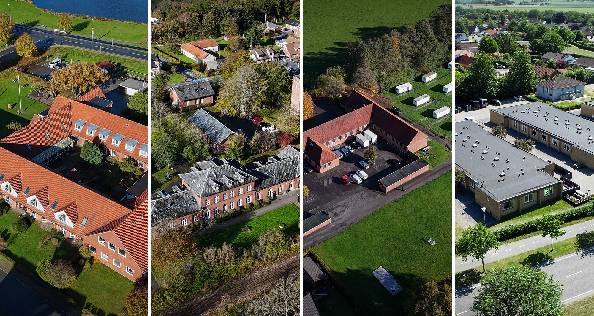Dronecollage af AsylSyds fire centre