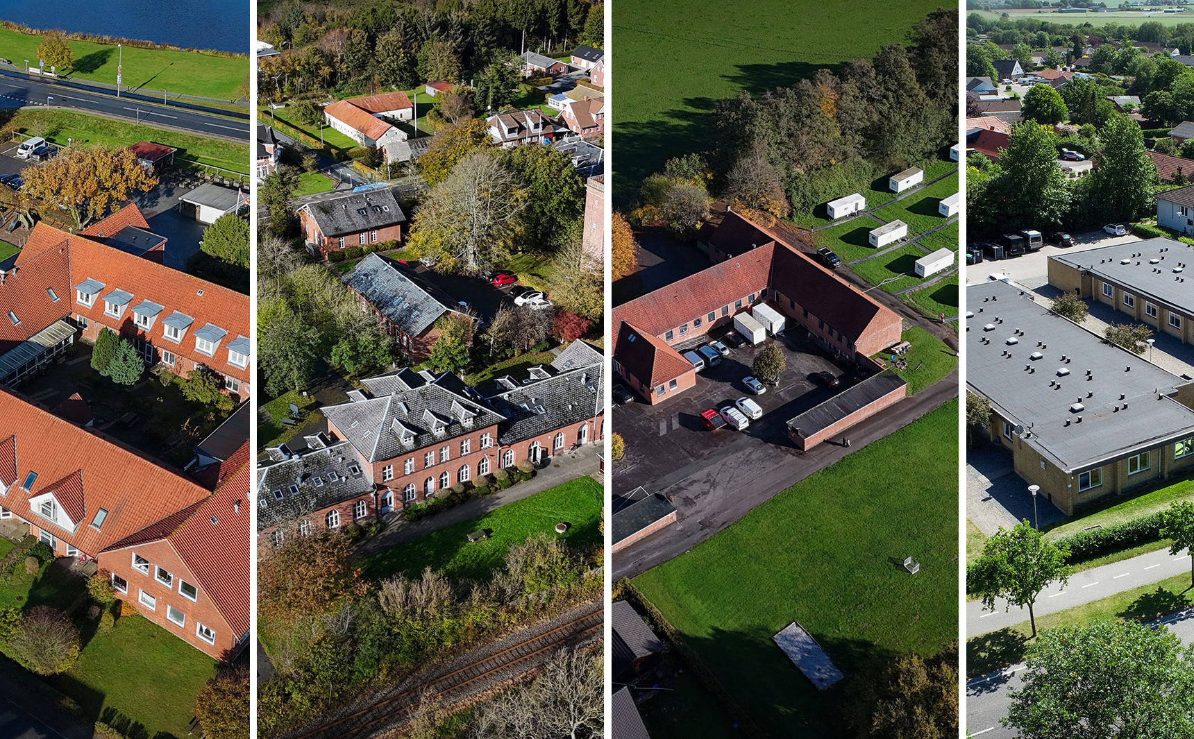 Dronecollage af AsylSyds fire centre