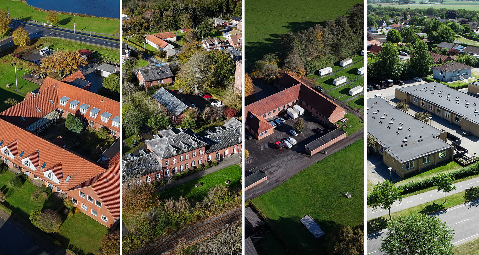 Dronecollage af AsylSyds fire centre